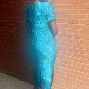 Vibrant Turquoise vintage sequined dress!